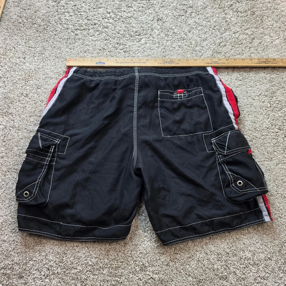 VINTAGE OP Ocean Pacific Board Shorts Men Large 36/38 Black Swim Trunks Y2K Surf
